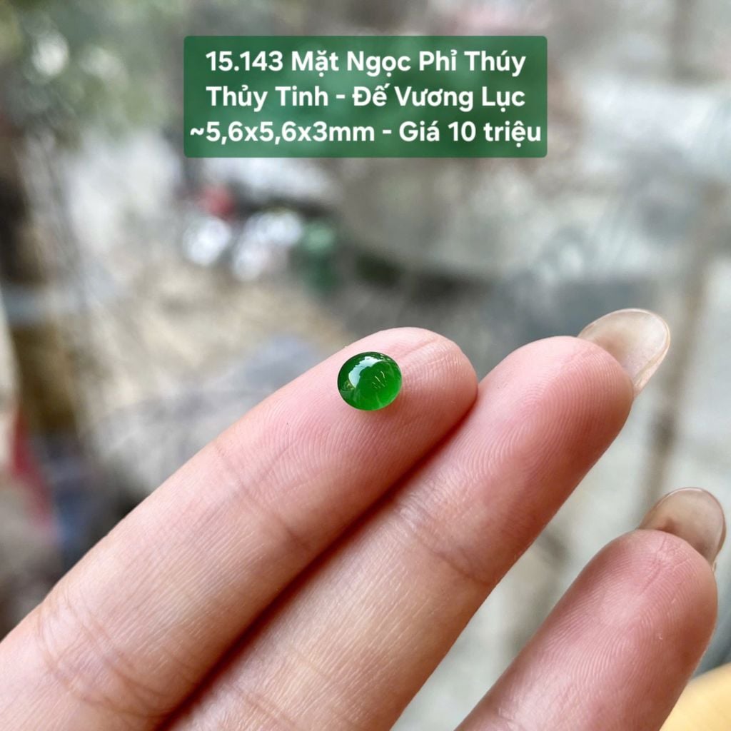 Mặt Ngọc Phỉ Thúy Thủy Tinh - Đế Vương Lục ~5,6x5,6x3mm 15.143