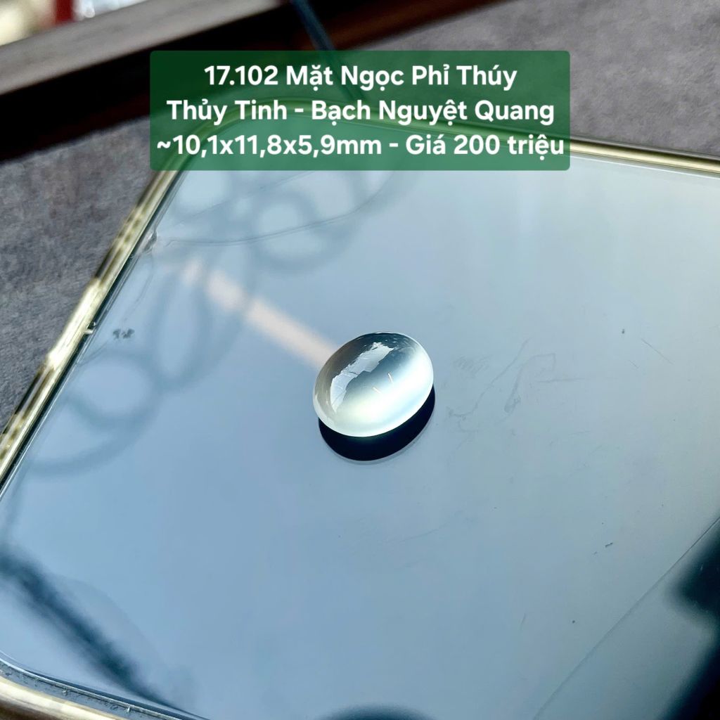 Mặt Ngọc Phỉ Thúy Thủy Tinh - Bạch Nguyệt Quang ~10,1x11,8x5,9mm 17.102