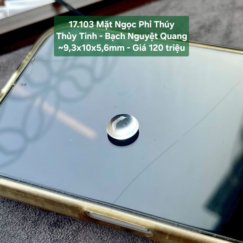 Mặt Ngọc Phỉ Thúy Thủy Tinh - Bạch Nguyệt Quang ~9,3x10x5,6mm 17.103