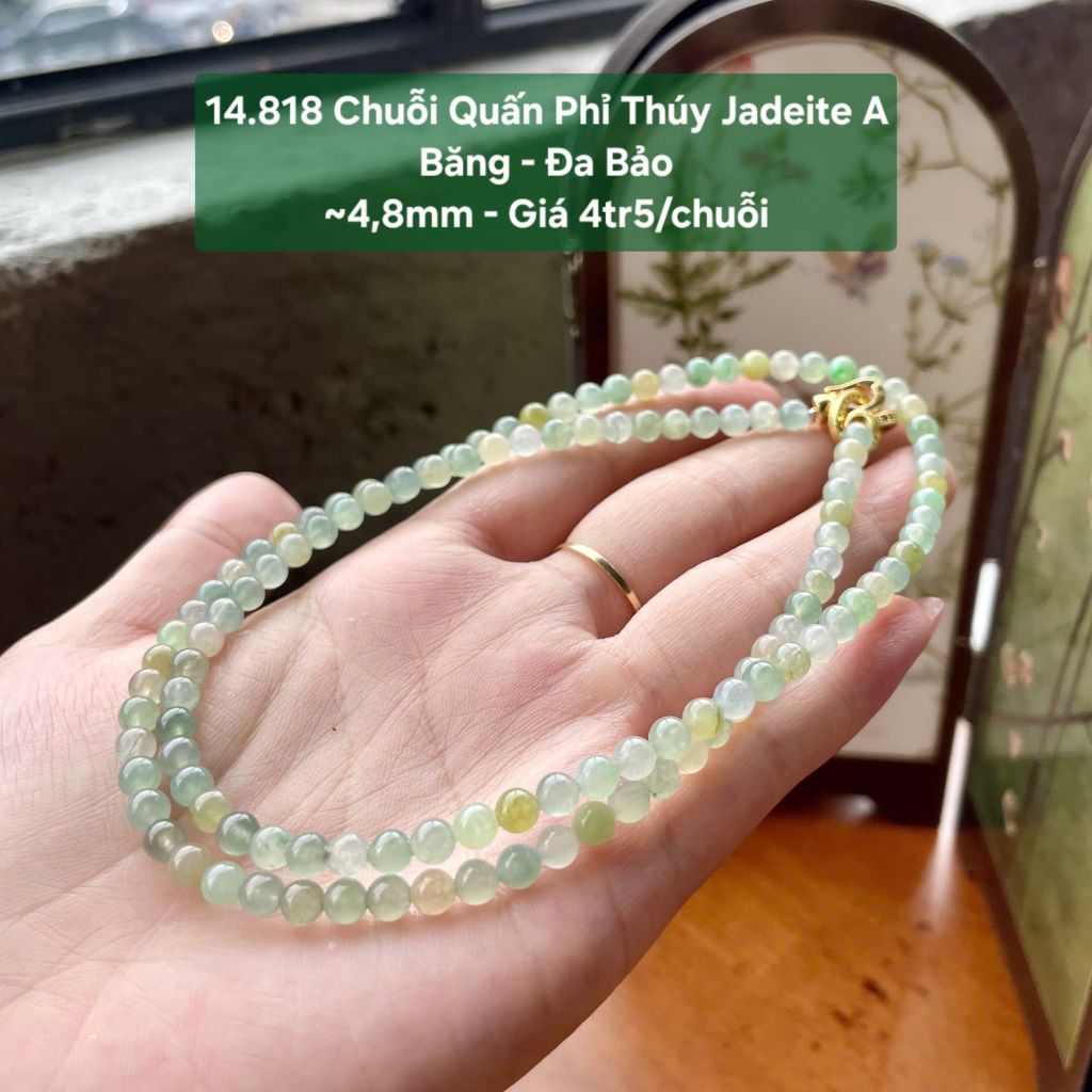 14.818 Chuỗi Quấn Phỉ Thuý Jadeite A - Băng - Đa Bảo ~4,8mm