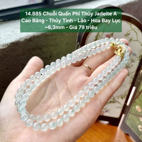 14.885 Chuỗi Quấn Phỉ Thuý Jadeite A -  Cao Băng - Thuỷ Tinh - Lão - Hoa Bay Lục ~6,3mm