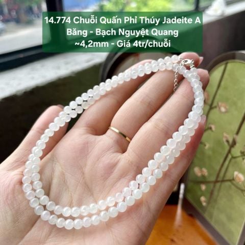 14.774 Chuỗi Quấn Phỉ Thuý Jadeite A - Băng - Bạch Nguyệt Quang ~4,2mm