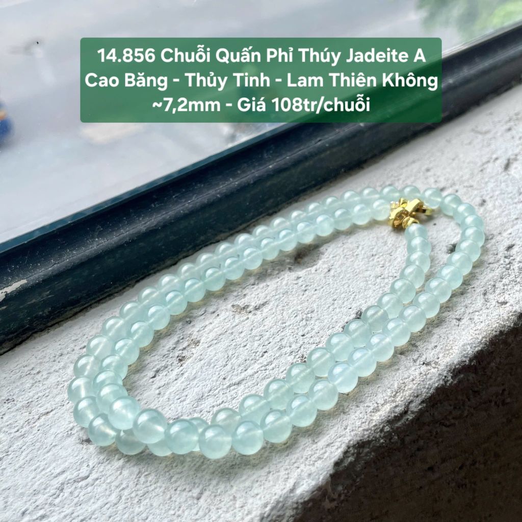 14.856 Chuỗi Quấn Phỉ Thuý Jadeite A - Cao Băng - Thuỷ Tinh - Lam Thiên Không ~7,2mm