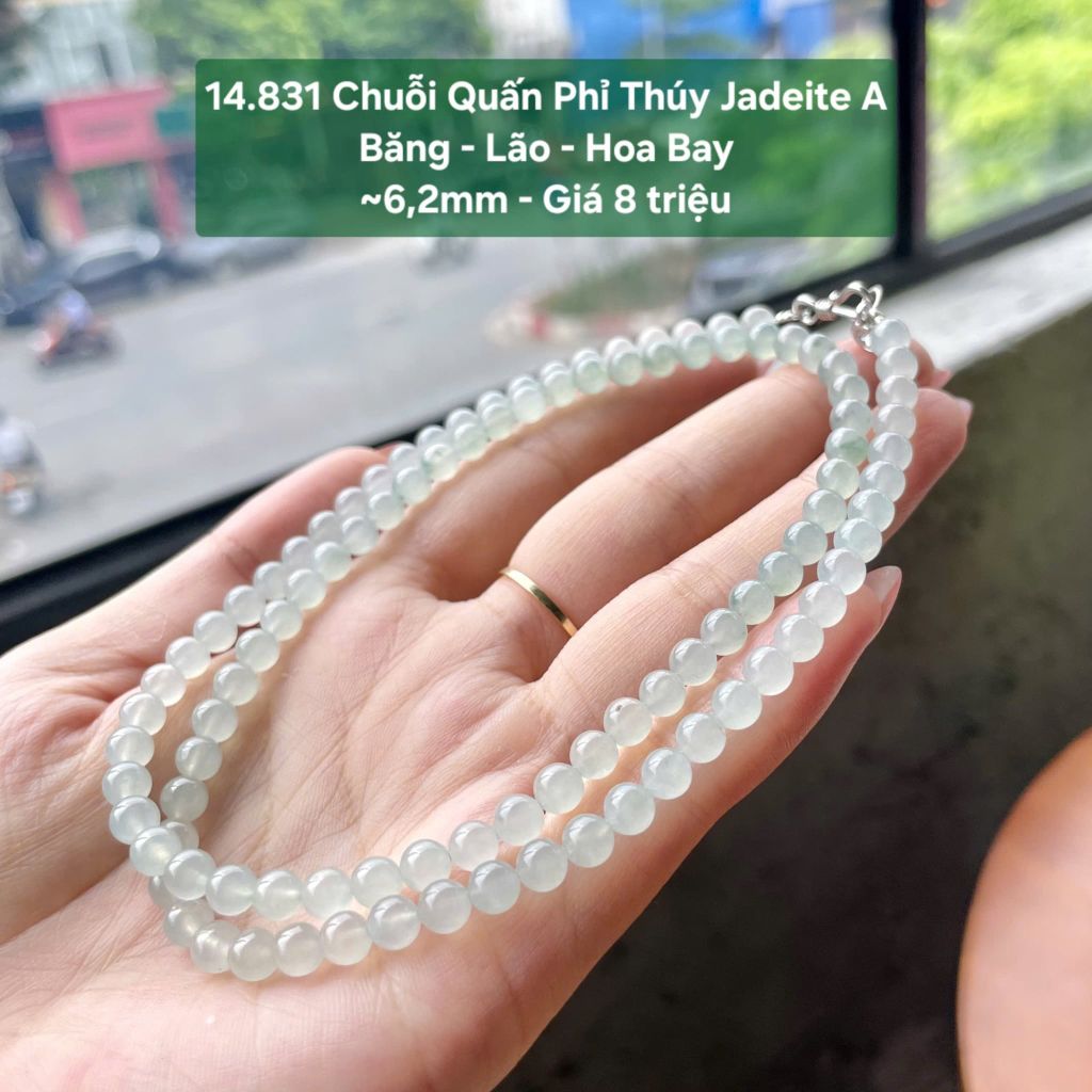 14.831 Chuỗi Quấn Phỉ Thuý Jadeite A - Băng - Lão - Hoa Bay ~6,2mm