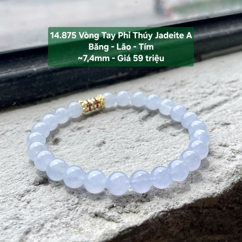 14.875 Vòng Tay Phỉ Thuý Jadeite A - Băng - Lão - Hoàng - Tím ~7,4mm