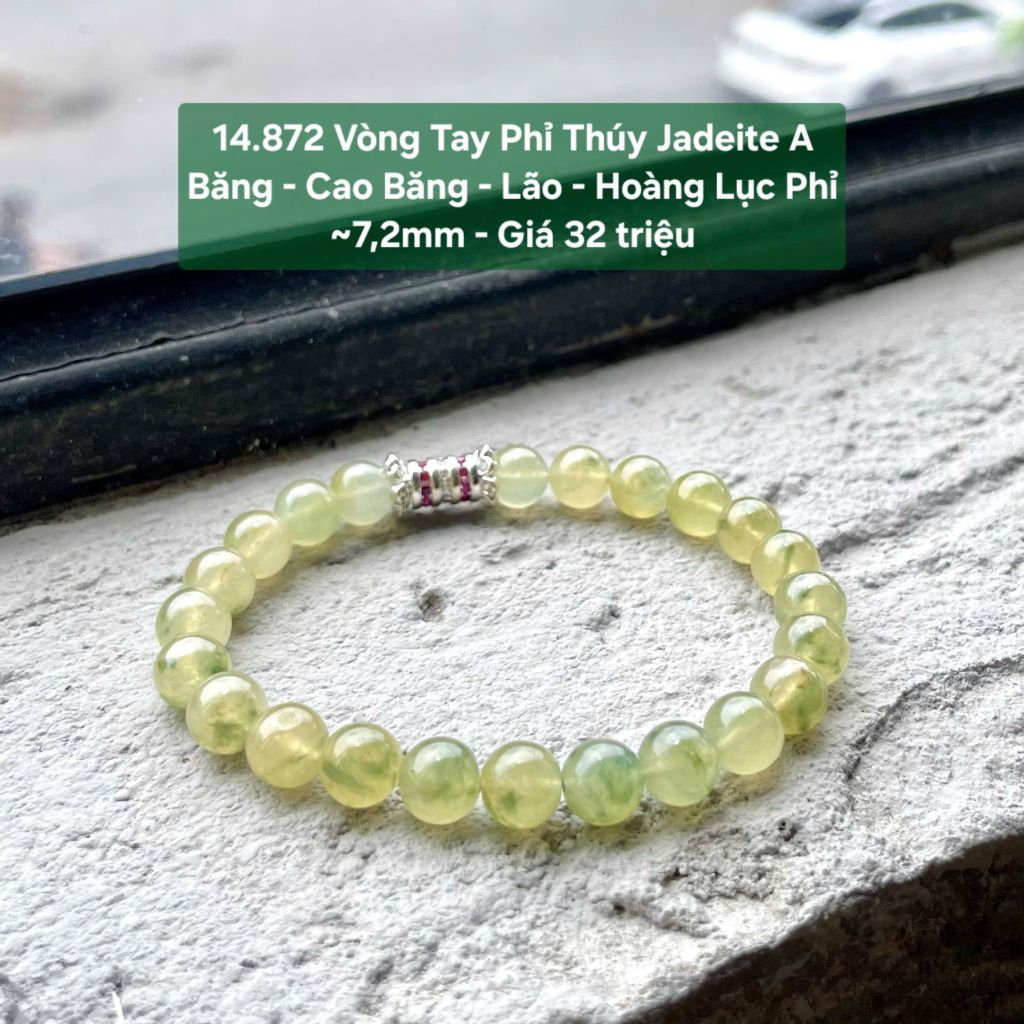 14.872 Vòng Tay Phỉ Thuý Jadeite A - Băng - Cao Băng - Lão - Hoàng Lục Phỉ ~7,2mm