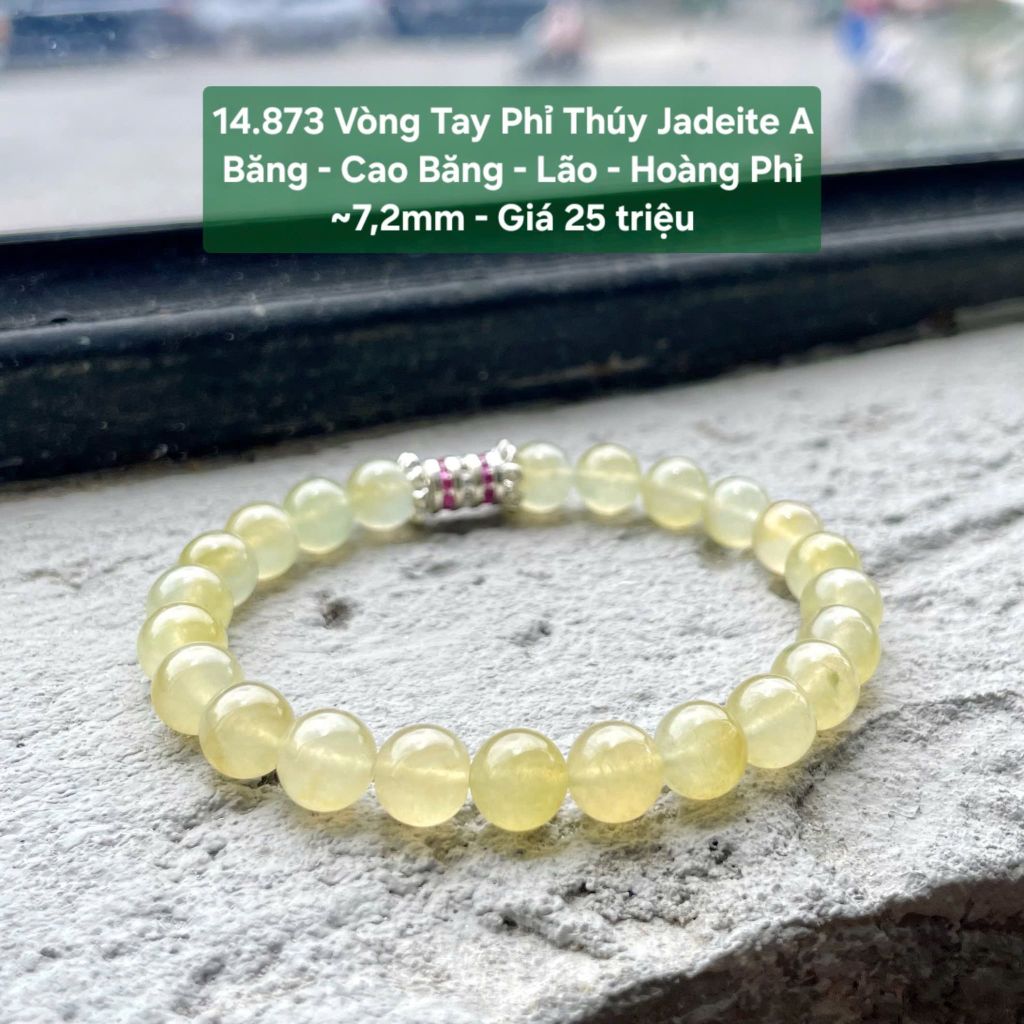 14.873 Vòng Tay Phỉ Thuý Jadeite A - Băng - Cao Băng - Lão - Hoàng Phỉ ~7,2mm