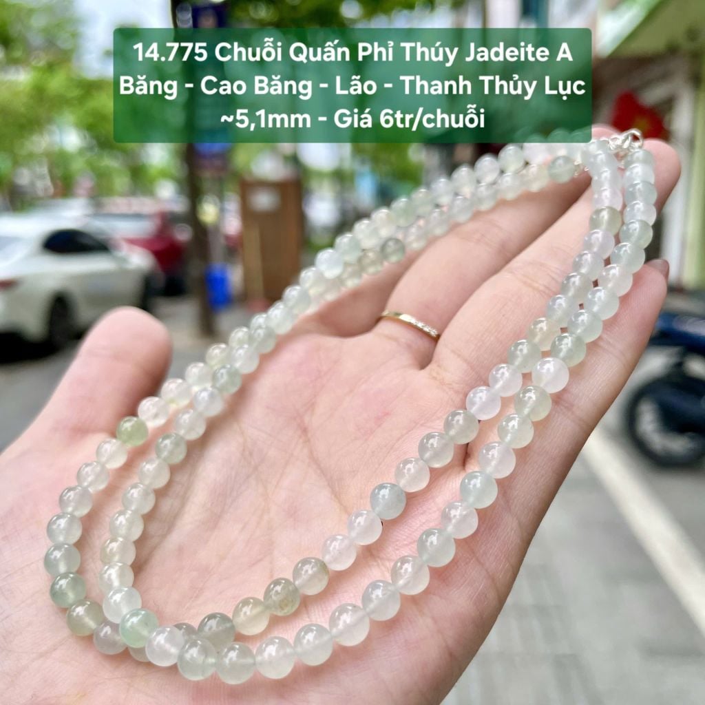 14.775 Vòng Tay Phỉ Thuý Jadeite A - Băng - Cao Băng - Lão - Thanh Thuỷ Lục ~5,1mm