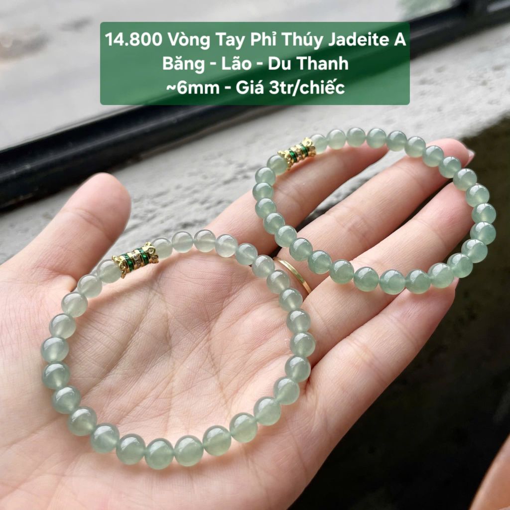 14.800 Vòng Tay Phỉ Thuý Jadeite A - Băng - Lão - Du Thanh ~6mm