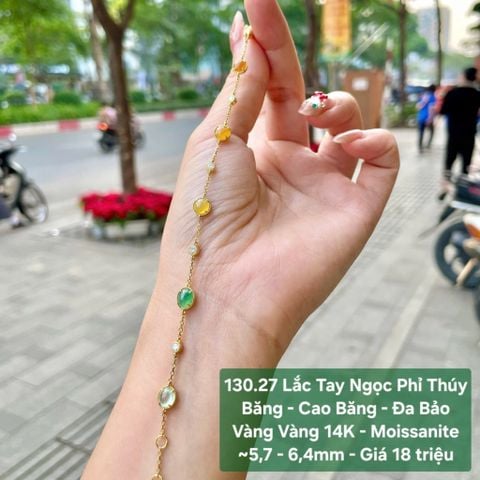 Lắc Tay Ngọc Phỉ Thuý Băng - Cao Băng - Đa Bảo VV14K - Moissanite ~5,7 - 6,4mm 130.27