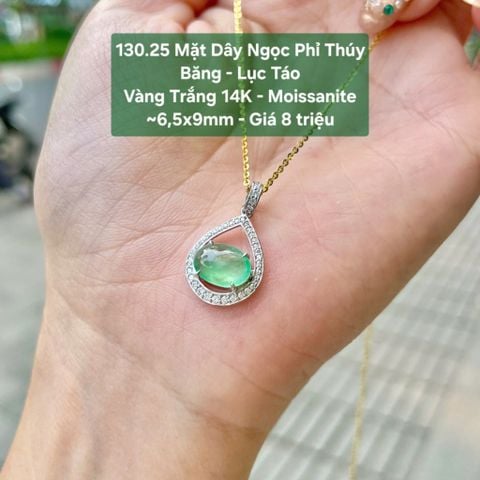 Mặt Dây Ngọc Phỉ Thuý Băng - Lục Táo VT14K - Moissanite ~6,5x9mm 130.25