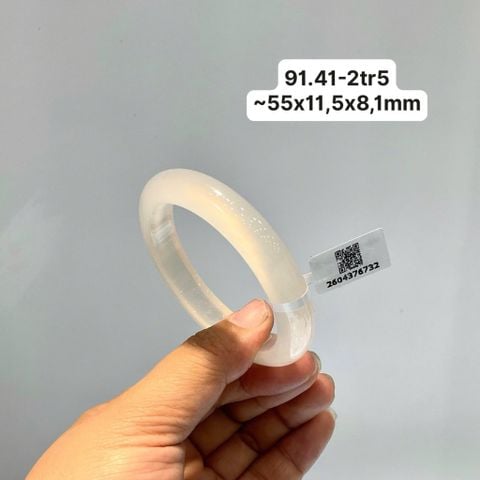 91.41 Vòng Ngọc Tuỷ Chalcedony Bạch Nguyệt Quang ~ 55x11,5x8,1mm