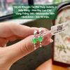 132.22 Khuyên Tai Phỉ Thuý Jadeite A - Nếp Băng - Hoa Bay Lục Cay - VT14K -Mois Tấm ~5x6,6mm