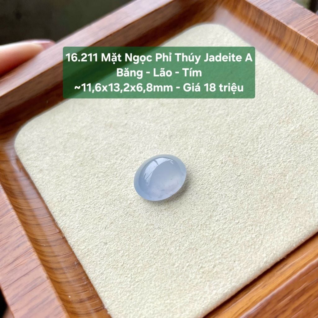 16.211 Mặt Ngọc Phỉ Thuý Jadeite A - Băng - Lão - Tím ~11,6x13,2x6,8mm