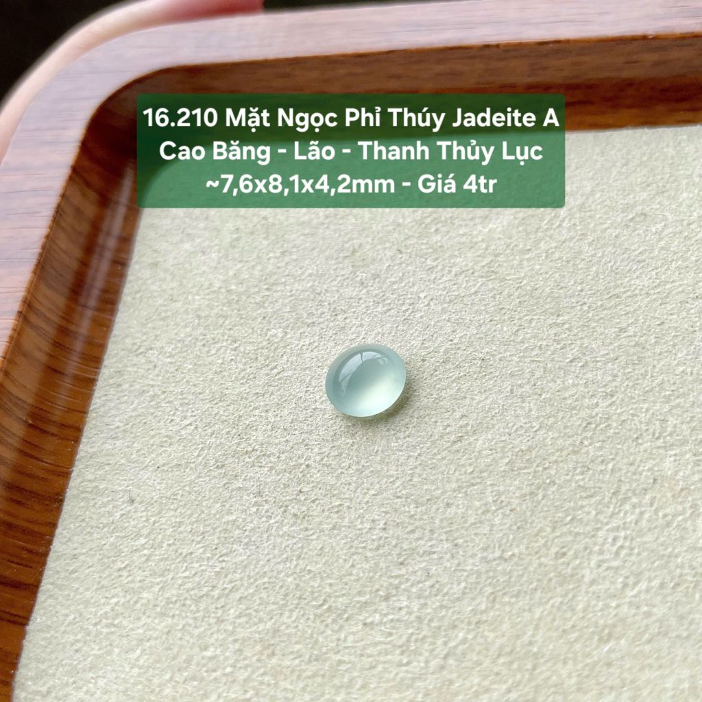 16.210 Mặt Ngọc Phỉ Thuý Jadeite A  - Cao Băng - Lão - Thanh Thuỷ Lục ~7,6x8,1x4,2mm