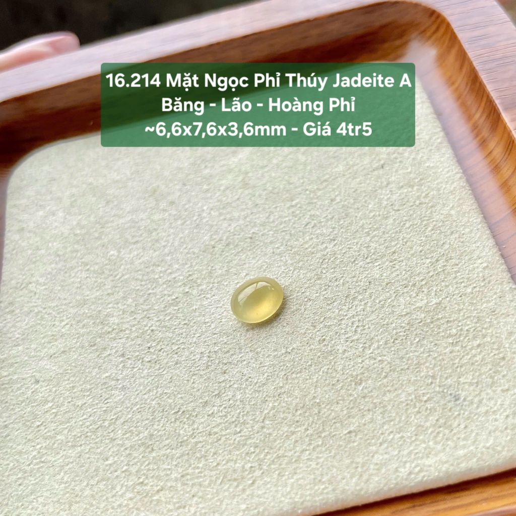 16.214 Mặt Ngọc Phỉ Thuý Jadeite A - Băng - Lão - Hoàng Phỉ ~6,6x7,6x3,6mm