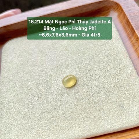 16.214 Mặt Ngọc Phỉ Thuý Jadeite A - Băng - Lão - Hoàng Phỉ ~6,6x7,6x3,6mm