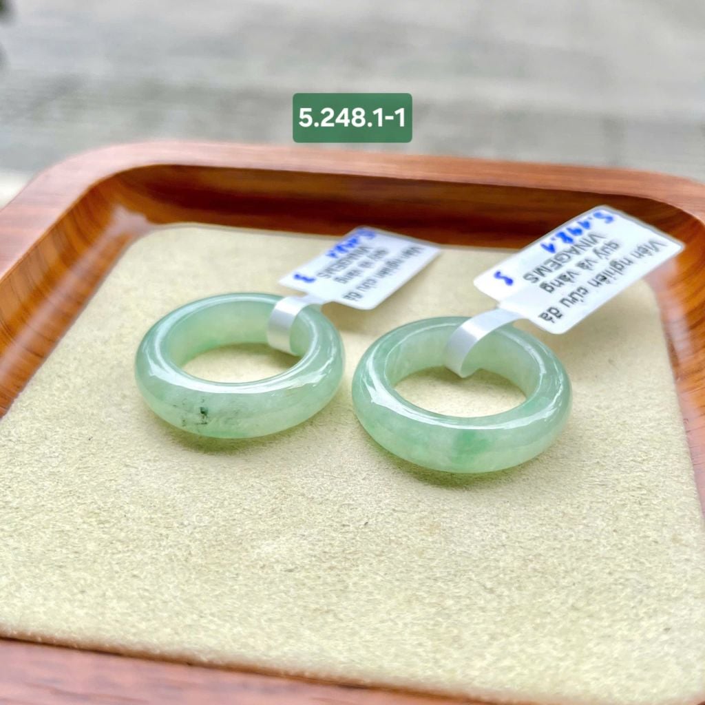 5.248.1 Nhẫn Phỉ Thuý Jadeite A - Nếp Hoá - Hoa Bay Lục Táo ~15,4x5,8x4,2mm