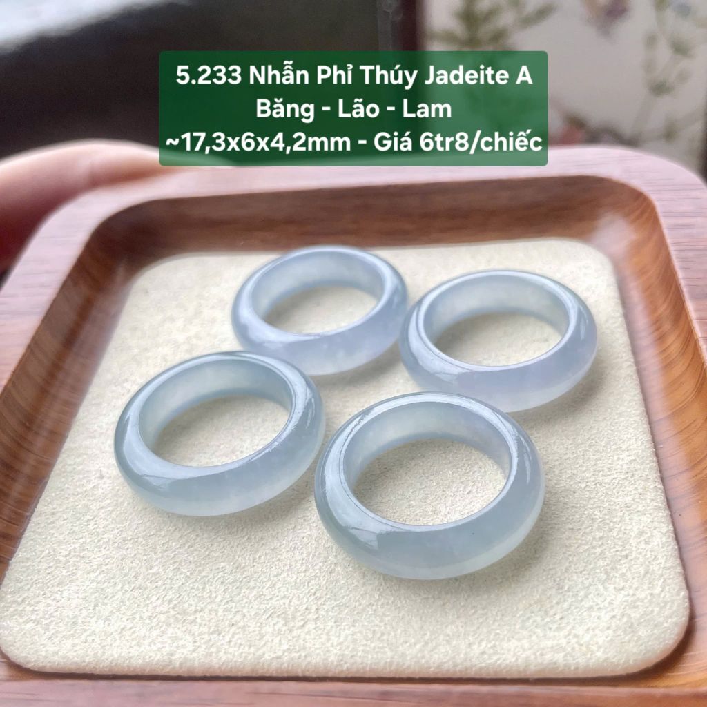 5.233 Nhẫn Phỉ Thuý Jadeite A - Băng - Lão - Lam ~17,3x7x4,2mm