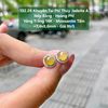 132.28 Khuyên Tai Phỉ Thuý JadeiteA - Nếp Băng - Hoàng Phỉ - VT14K - Mois Tấm 7,4x8,6mm