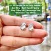 132.32 Khuyên Tai Phỉ Thuý JadeiteA - Cao Băng - Bạch Nguyệt Quang - VT14K - Mois Tấm 7,1x7,6mm