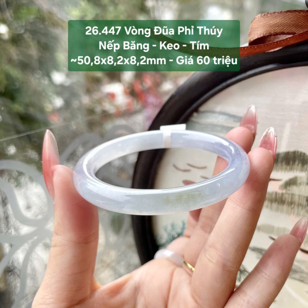 Vòng Đũa Phỉ Thúy Nếp Băng - Keo - Tím ~50,8x8,2x8,2mm 26.447