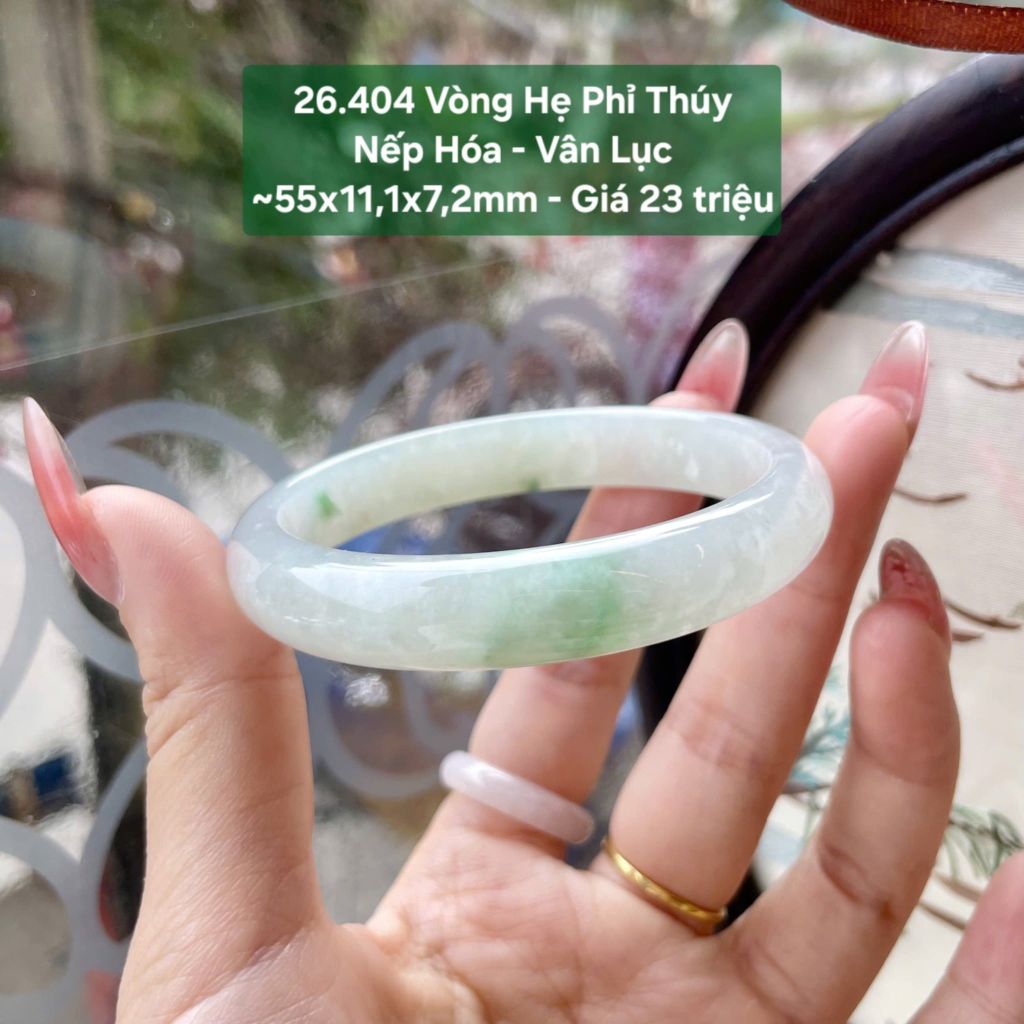 Vòng Hẹ Phỉ Thúy Nếp Hóa - Vân Lục ~55x11,1x7,2mm 26.404
