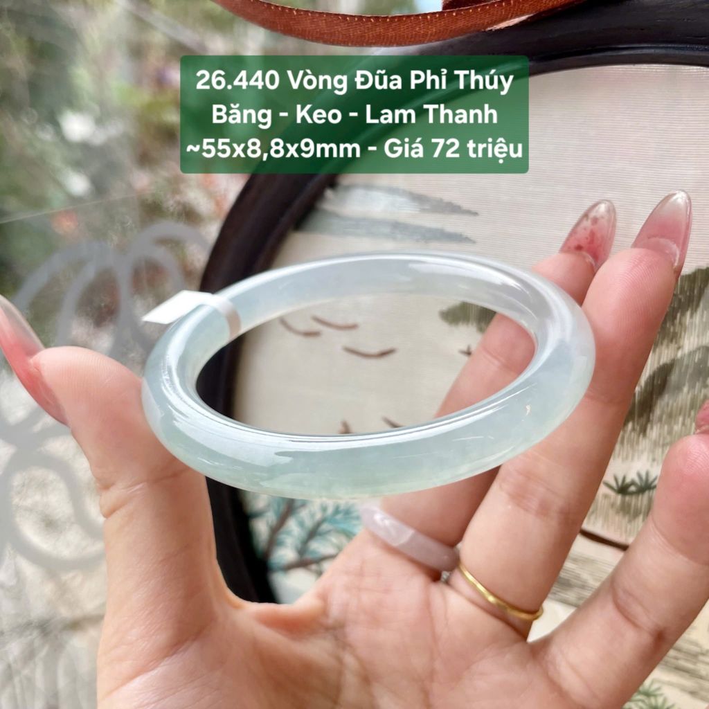 Vòng Đũa Phỉ Thúy Băng - Keo - Lam Thanh ~55x8,8x9mm 26.440