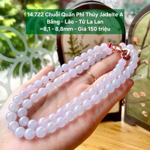 14.722 Chuỗi Quấn Phỉ Thuý Jadeite A - Băng - Băng - Lão - Tử La Lan ~8,1 - 8,8mm