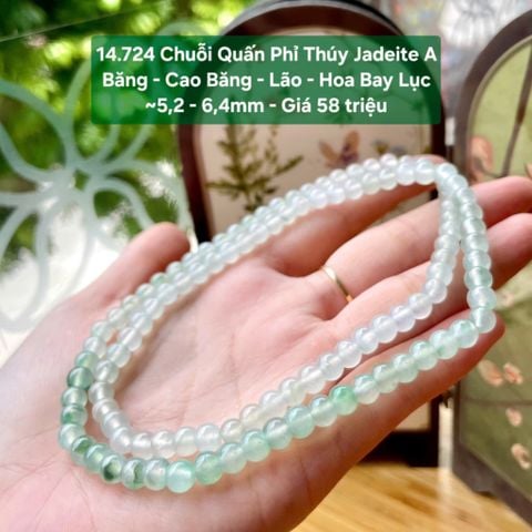14.724 Chuỗi Quấn Phỉ Thuý Jadeite A - Băng - Cao Băng - Lão - Hoa Bay Lục ~ 5,2-6,4mm