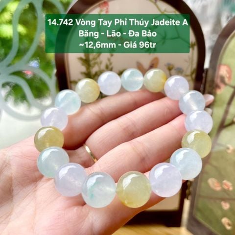14.742 Vòng Tay Phỉ Thuý Jadeite A - Băng - Lão - Đa Bảo ~ 12,6mm