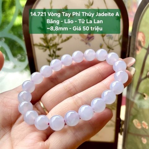14.721 Vòng Tay Phỉ Thuý Jadeite A - Băng - Lão - Tử La Lan ~ 8,8mm
