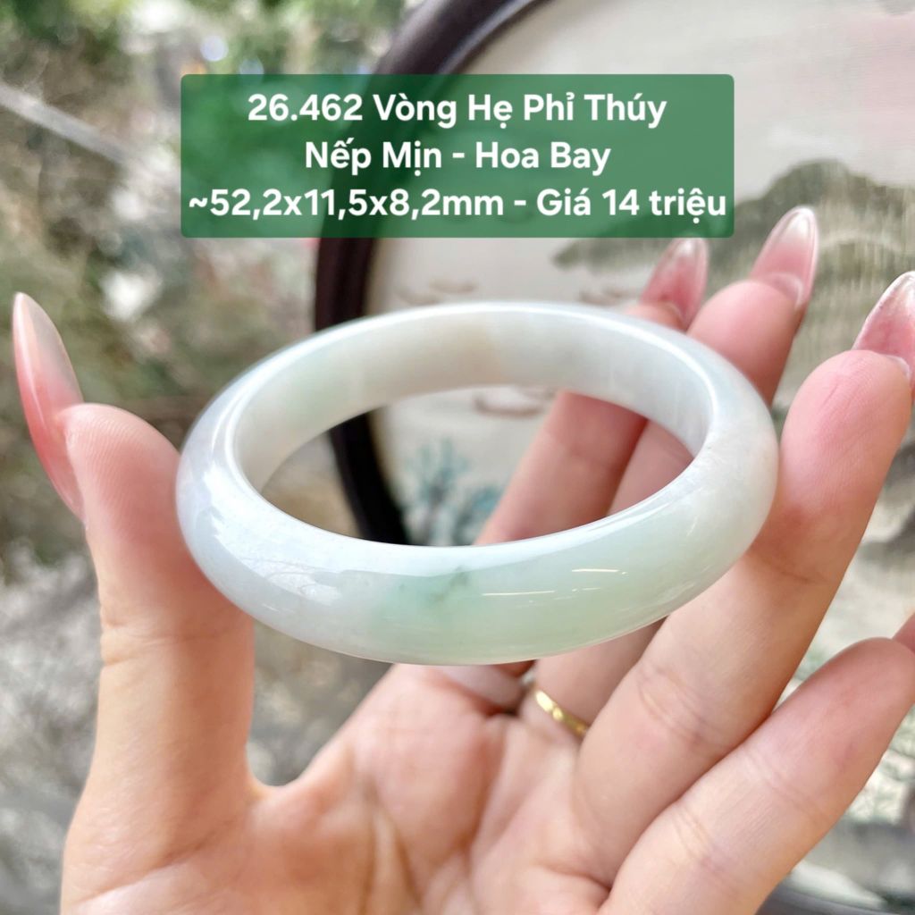 Vòng Hẹ Phỉ Thúy Nếp Mịn - Hoa Bay ~52,2x11,5x8,2mm 26.462