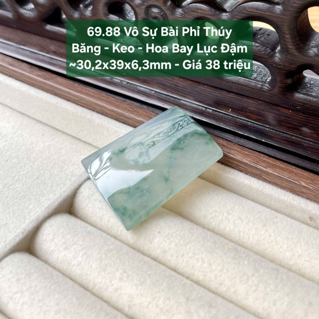 Vô Sự Bài Phỉ Thúy Băng - Keo - Hoa Bay Lục Đậm ~30,2x39x6,3mm 69.88