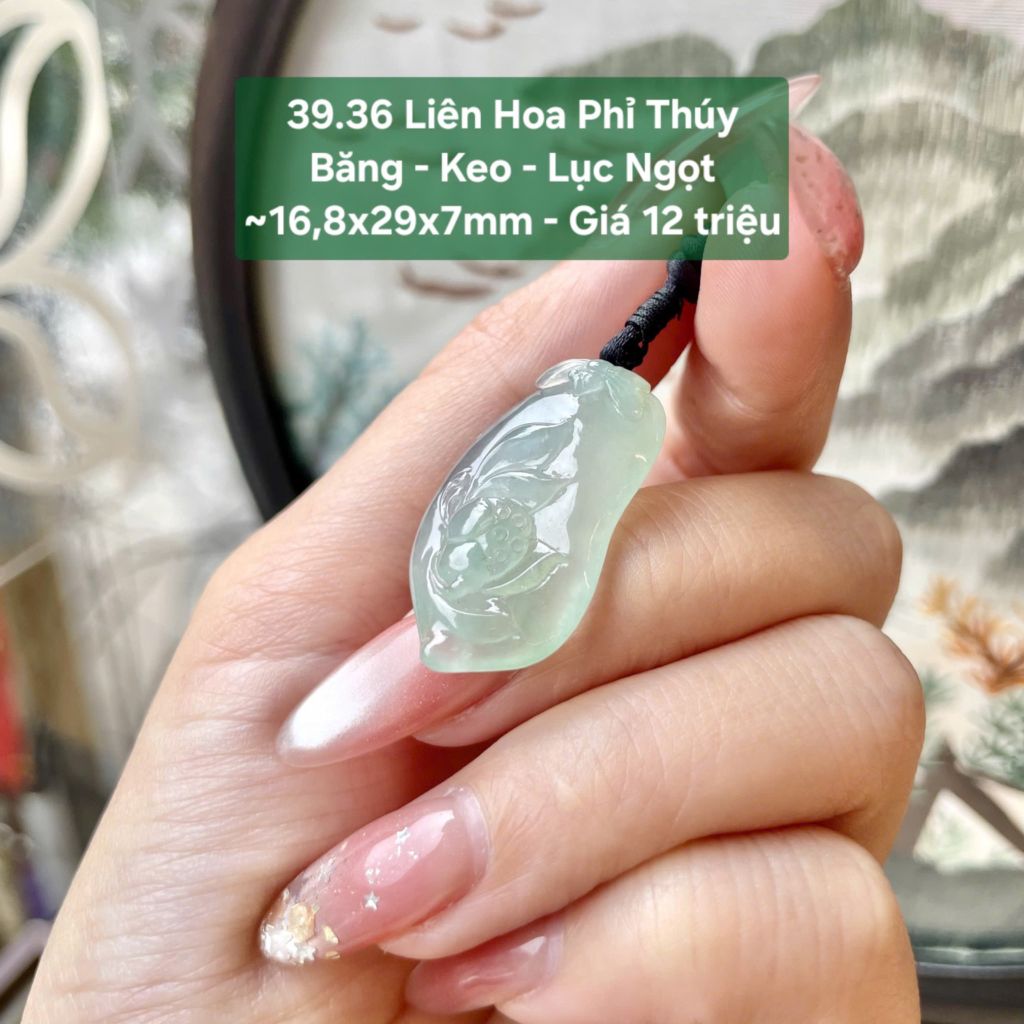 Liên Hoa Phỉ Thúy Băng - Keo - Lục Ngọt ~16,8x29x7mm 39.36