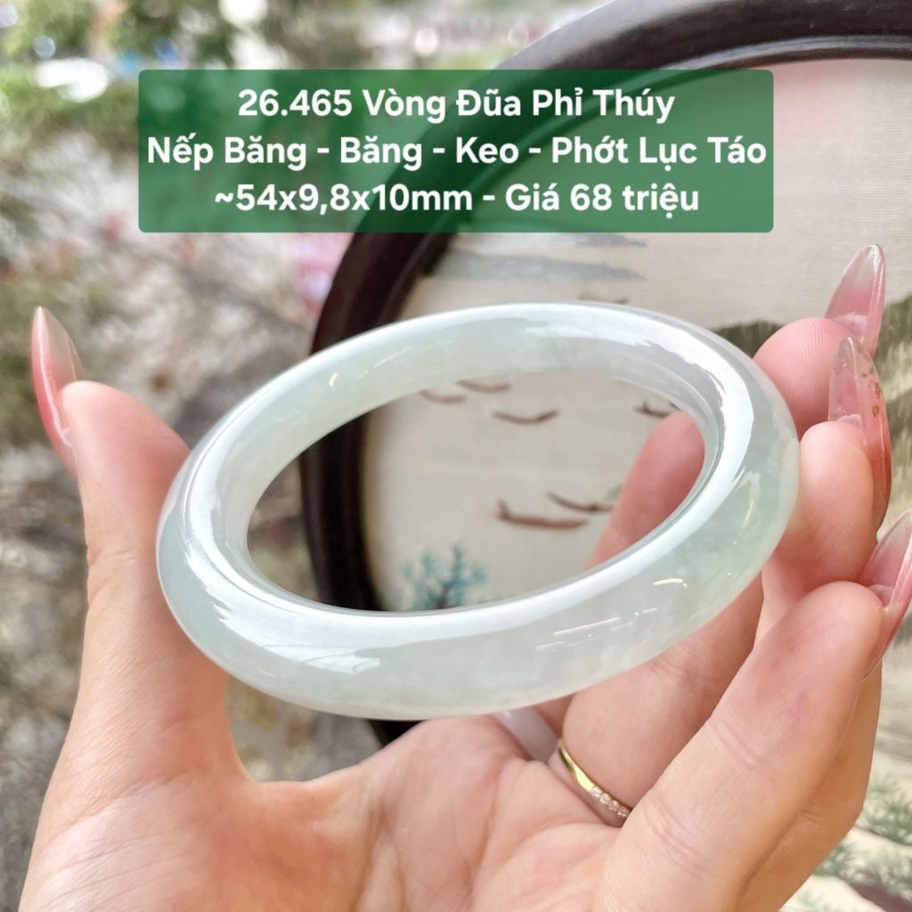 Vòng Đũa Phỉ Thúy Nếp Băng - Băng - Keo - Phớt Lục Táo ~54x9,8x10mm 26.465