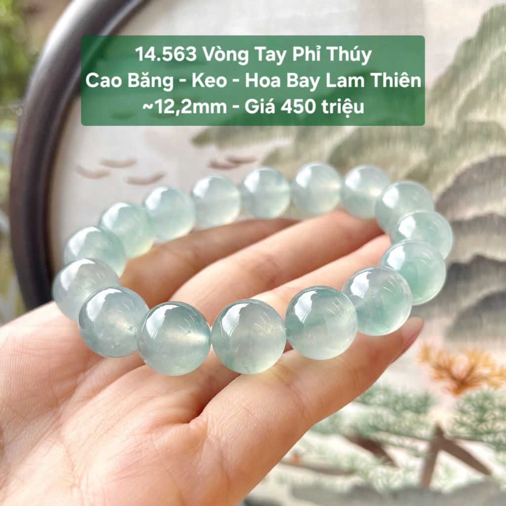 Vòng Tay Phỉ Thúy  Cao Băng - Keo – Hoa Bay Lam Thiên ~12,2mm 14.563
