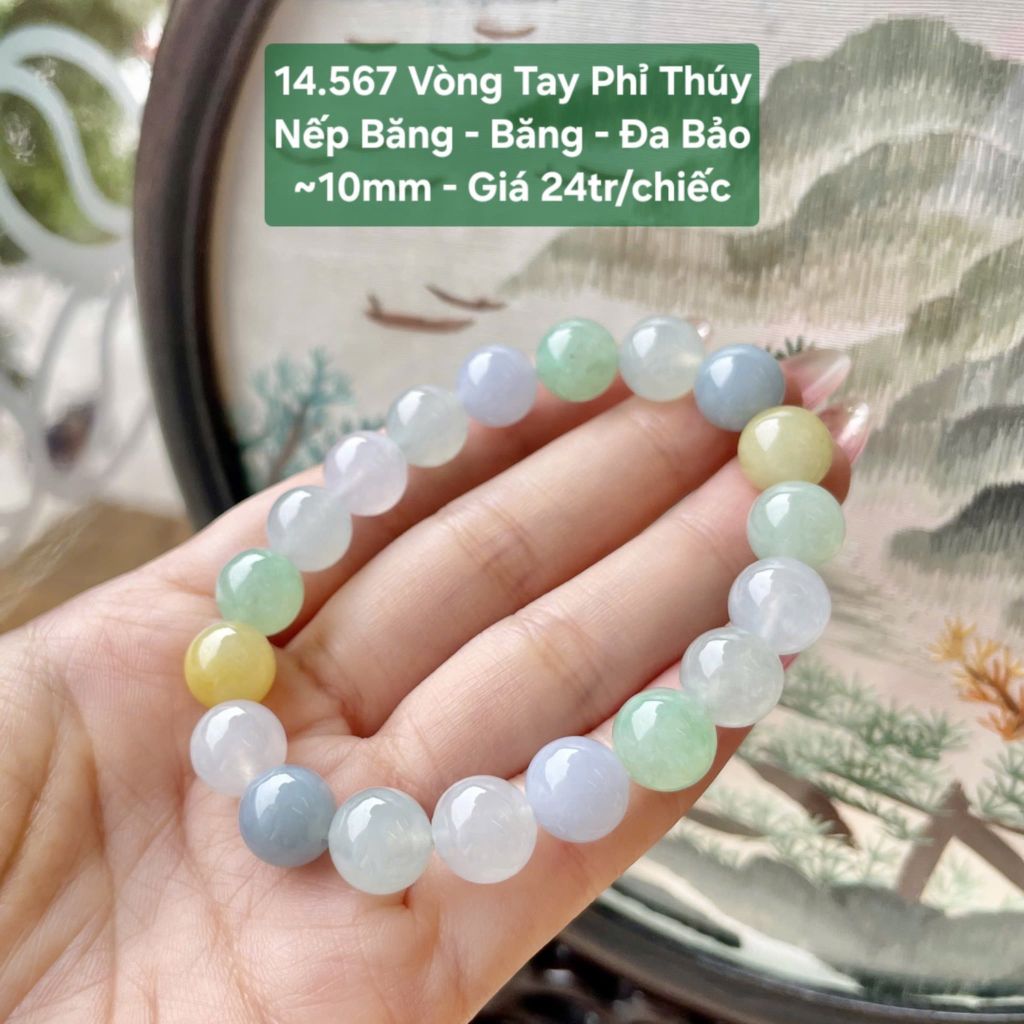 Vòng Tay Phỉ Thúy  Nếp Băng – Băng – Đa Bảo ~10mm 14.567