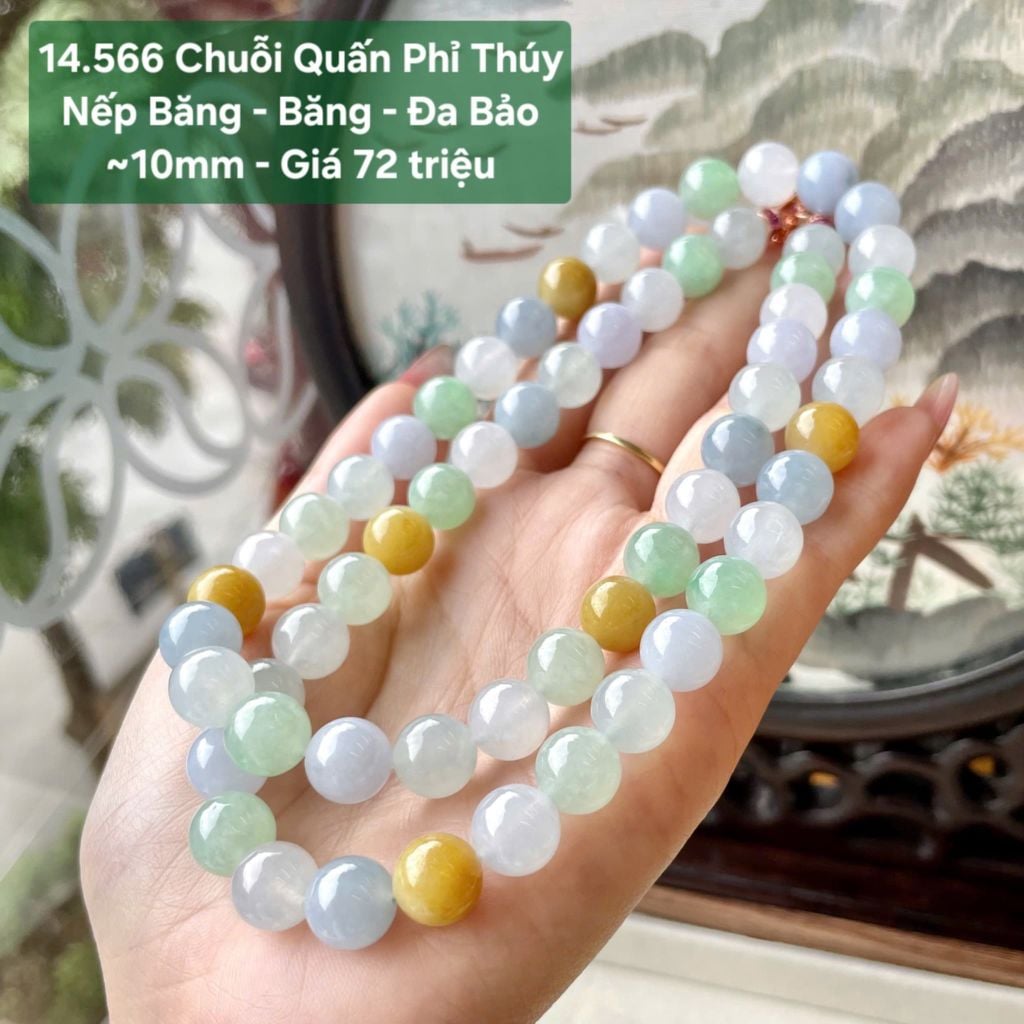 Chuỗi Quấn Phỉ Thúy Nếp Băng – Băng – Đa Bảo ~10mm 14.566