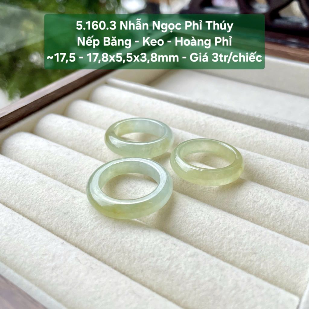 Nhẫn Ngọc Phỉ Thúy  Nếp Băng – Keo – Hoàng Phỉ  ~17,5 – 17,8x5,5x3,8mm 5.160.3
