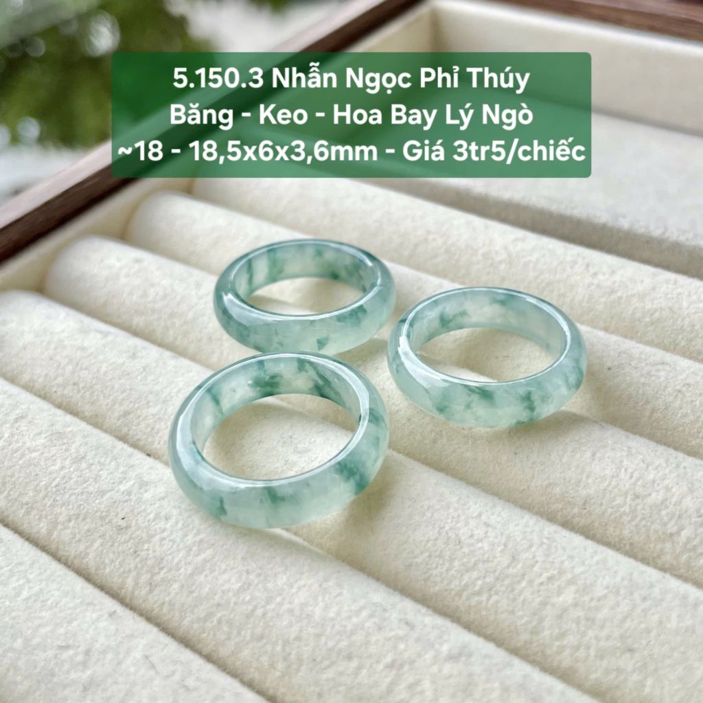 Nhẫn Ngọc Phỉ Thúy   Băng -  Keo – Hoa Bay Lý Ngò ~18 – 18,5x6x3,6mm 5.150.3