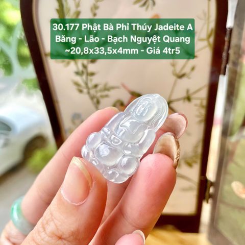 30.177 Phật Bà Phỉ Thuý Jadeite A - Băng - Lão - Bạch Nguyệt Quang ~20,8x33,5x4mm