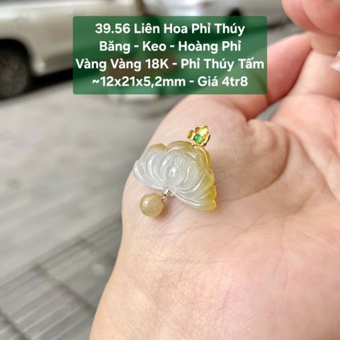 Liên Hoa Phỉ Thúy  Băng – Keo – Hoàng Phỉ  VV 18K – Phỉ Thúy Tấm ~12x21x5,2mm 39.56