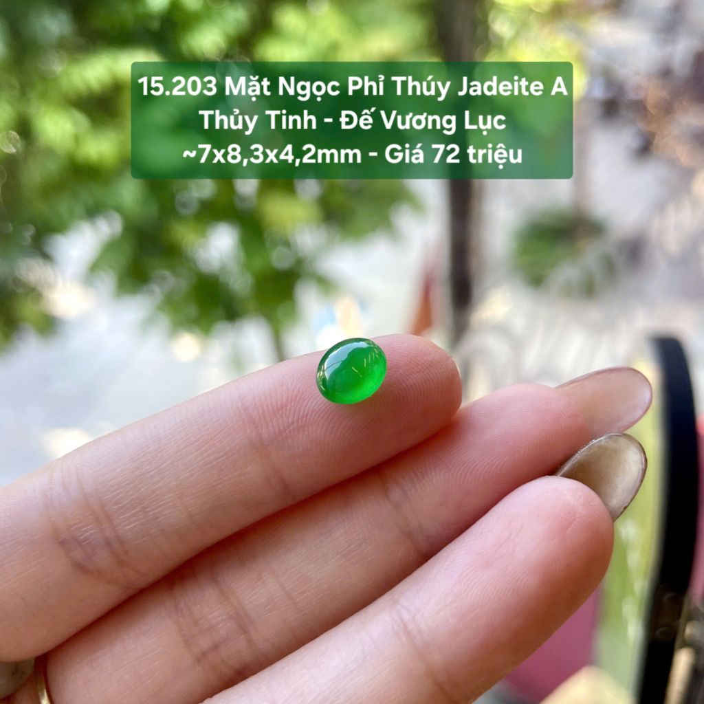 15.203 Mặt Ngọc Phỉ Thuý Jadeite A - Thuỷ Tinh - Đế Vương Lục ~7x8,3x4,2mm