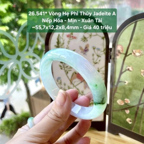 26.541* Vòng Hẹ Phỉ Thuý Jadeite A - Nếp Hoá - Mịn - Xuân Tài ~55,7x12,2x8,4mm