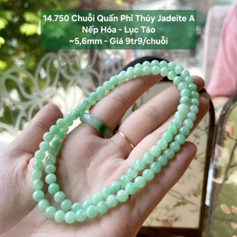 14.750 Chuỗi Quấn Phỉ Thuý Jadeite A - Nếp Hoá - Lục Táo ~5,6mm
