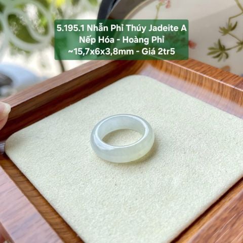 5.195.1 Nhẫn Phỉ Thuý Jadeite A - Nếp Hoá - Hoàng Phỉ ~15,7x6x3,8mm