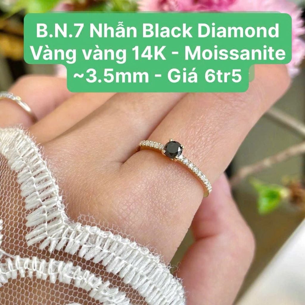 Nhẫn Black Diamond VV14 - Moissanite ~3.5mm B.N.7