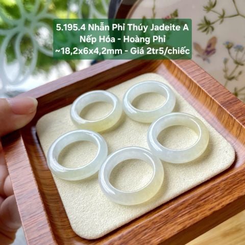 5.195.4 Nhẫn Phỉ Thuý Jadeite A - Nếp Hoá - Hoàng Phỉ ~18,2x6x4,2mm