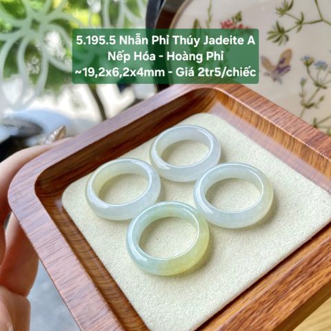 5.195.5 Nhẫn Phỉ Thuý Jadeite A - Nếp Hoá - Hoàng Phỉ ~19,2x6,2x4mm